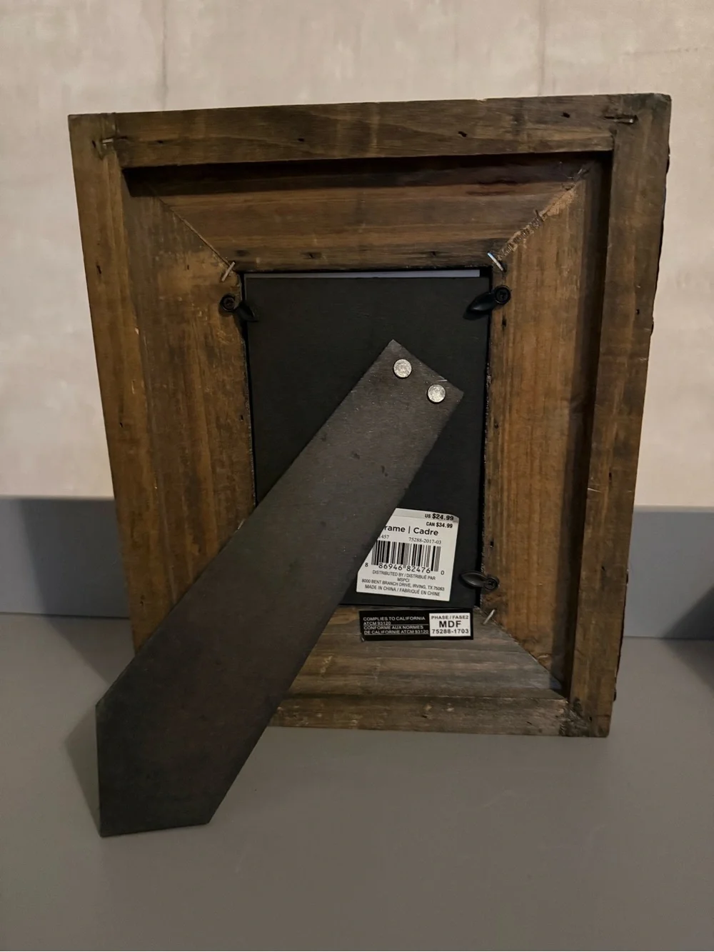 Ashland Rustic Wood Picture Frame in Brown with Black Hardware